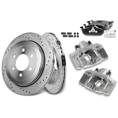 8 Pcs Rear Disc Brake Rotors & Ceramic Brake Pads & Brake Calipers
