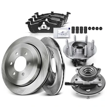 8 Pcs Rear Disc Brake Rotors & Ceramic Brake Pads & Hub Bearings for 2007-2010 Lincoln Navigator