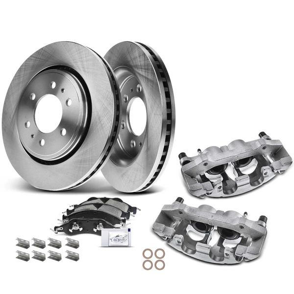 8 Pcs Front Disc Brake Rotors & Ceramic Brake Pads & Brake Calipers for 2007-2009 Lincoln Navigator