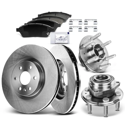 8 Pcs Front Disc Brake Rotors & Ceramic Brake Pads & Hub Bearings