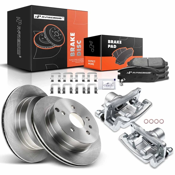 8 Pcs Rear Disc Brake Rotors & Ceramic Brake Pads & Brake Calipers for 2010-2017 GMC Terrain