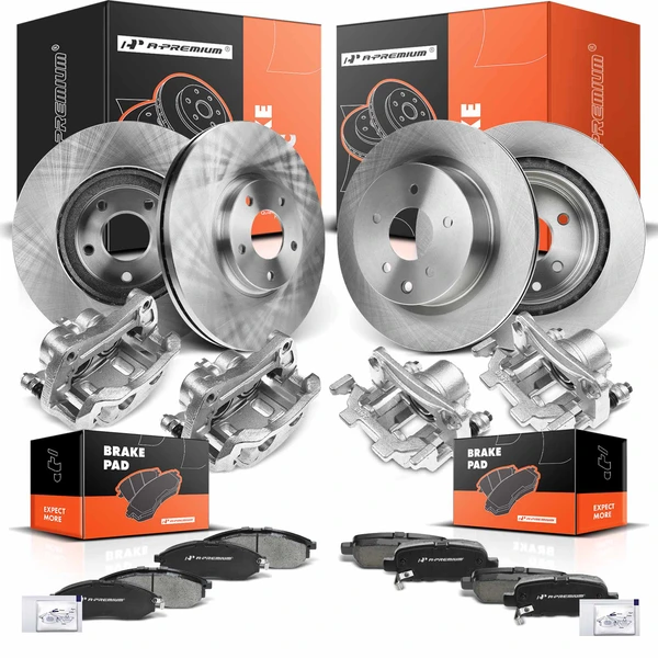16 Pcs Front & Rear Disc Brake Rotors & Ceramic Brake Pads & Brake Calipers for INFINITI EX37 QX50