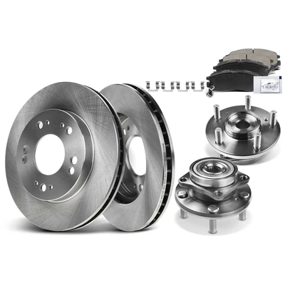 8 Pcs Front Disc Brake Rotors & Ceramic Brake Pads & Hub Bearings
