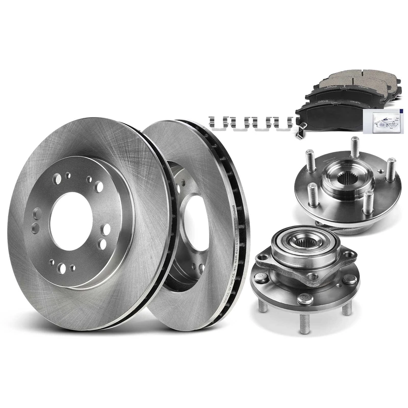 8 Pcs Front Disc Brake Rotors & Ceramic Brake Pads & Hub Bearings for Chrysler Sebring 95-05 Dodge