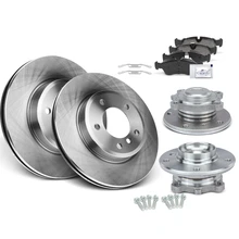 8 Pcs Front Disc Brake Rotors & Ceramic Brake Pads & Hub Bearings for 2006 BMW 325Ci