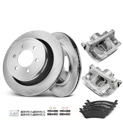8 Pcs Rear Disc Brake Rotors & Ceramic Brake Pads & Brake Calipers