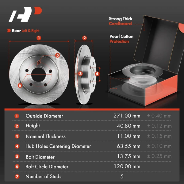 8 Pcs Rear Disc Brake Rotors & Ceramic Brake Pads & Hub Bearings for Ford Focus 2012-2018