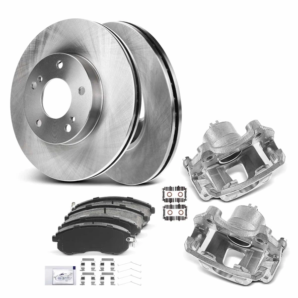 8 Pcs Front Disc Brake Rotors & Ceramic Brake Pads & Brake Calipers for Infiniti I30 Nissan 89-99