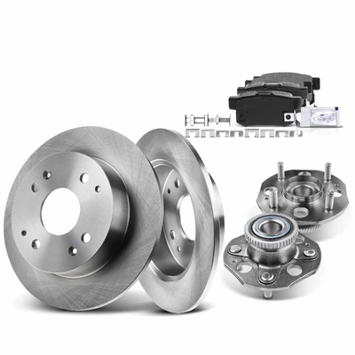 8 Pcs Rear Disc Brake Rotors & Ceramic Brake Pads & Hub Bearings