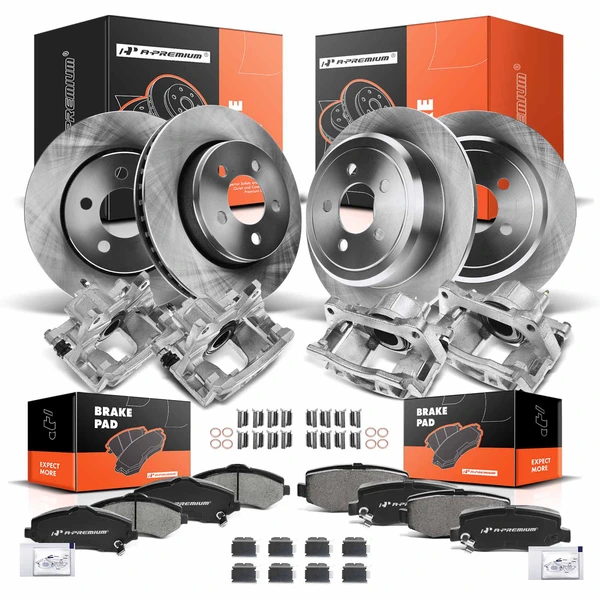 16 Pcs Front & Rear Disc Brake Rotors & Ceramic Brake Pads & Brake Calipers for 2007-2010 Dodge Nitro