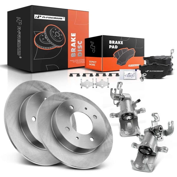 8 Pcs Rear Disc Brake Rotors & Ceramic Brake Pads & Brake Calipers for Hyundai Elantra Tiburon 97-01