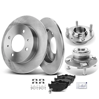 8 Pcs Rear Disc Brake Rotors & Ceramic Brake Pads & Hub Bearings