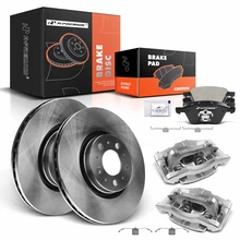 8 Pcs Front Disc Brake Rotors & Ceramic Brake Pads & Brake Calipers for Volvo XC90 03-04 10-14