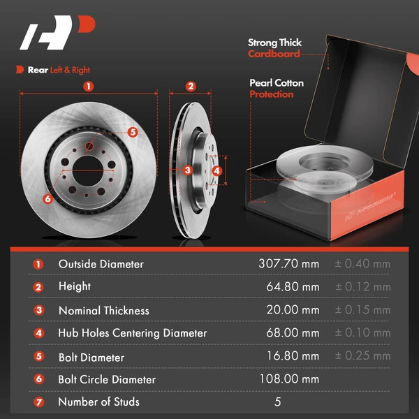 8 Pcs Rear Disc Brake Rotors & Ceramic Brake Pads & Brake Calipers for Volvo XC90 2003-2014