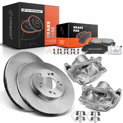 8 Pcs Front Disc Brake Rotors & Ceramic Brake Pads & Brake Calipers