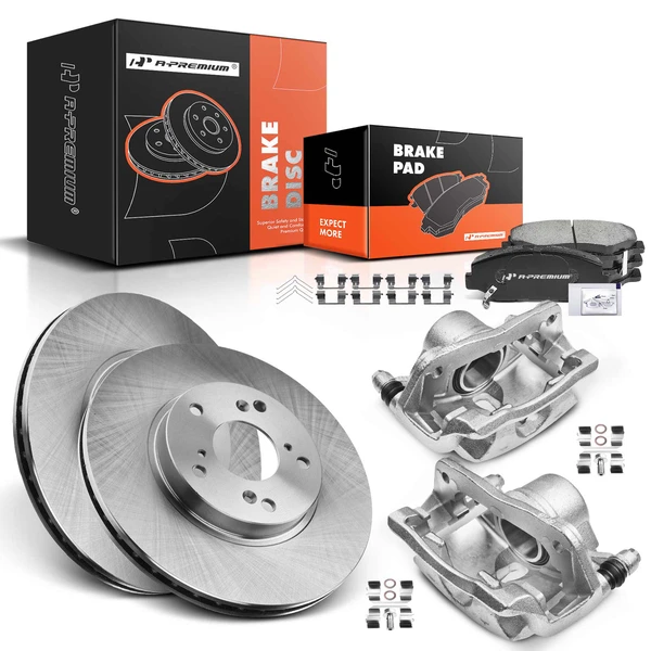 8 Pcs Front Disc Brake Rotors & Ceramic Brake Pads & Brake Calipers for 2014-2015 Acura ILX