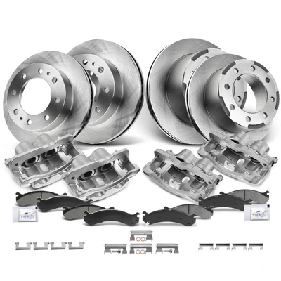 16 Pcs Front & Rear Disc Brake Rotors & Ceramic Brake Pads & Brake Calipers