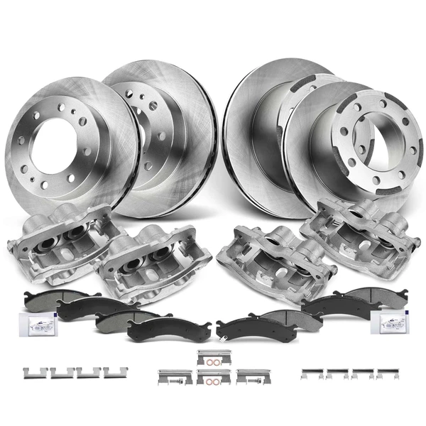 16 Pcs Front & Rear Disc Brake Rotors & Ceramic Brake Pads & Brake Calipers for Chevrolet