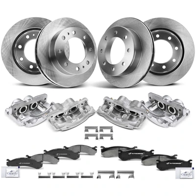 16 Pcs Front & Rear Disc Brake Rotors & Ceramic Brake Pads & Brake Calipers