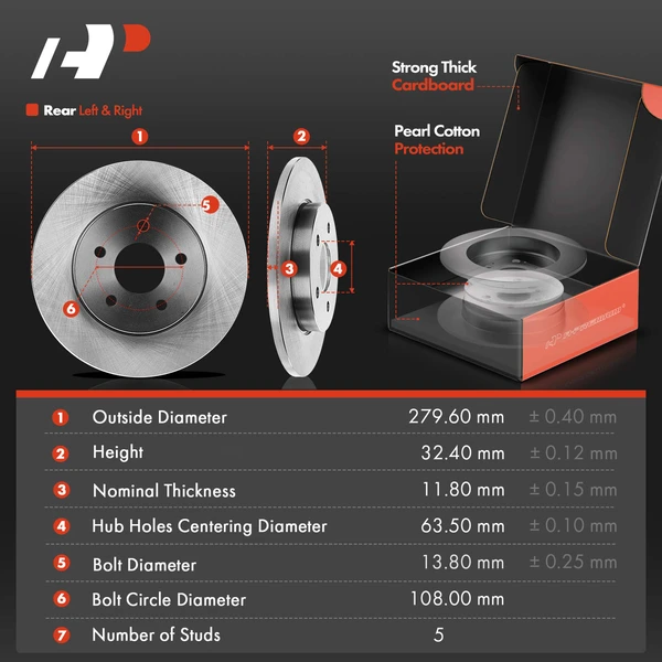 8 Pcs Rear Disc Brake Rotors & Ceramic Brake Pads & Brake Calipers for Jaguar X-Type 2002-2004