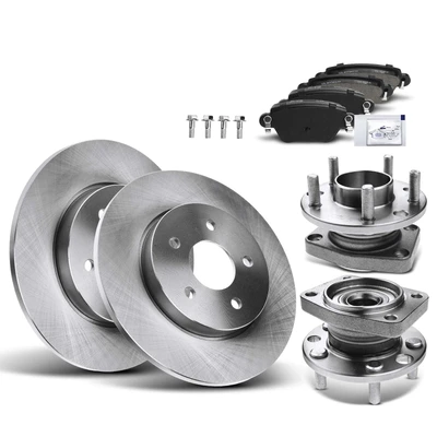 8 Pcs Rear Disc Brake Rotors & Ceramic Brake Pads & Hub Bearings