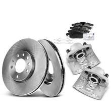 8 Pcs Front Disc Brake Rotors & Ceramic Brake Pads & Brake Calipers for Saab 9-3 Linear 2003 2005