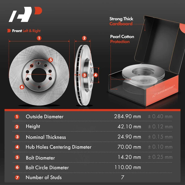 8 Pcs Front Disc Brake Rotors & Ceramic Brake Pads & Hub Bearings for Saab 9-3 2003-2010 L4 2.0L