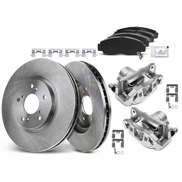 8 Pcs Front Disc Brake Rotors & Ceramic Brake Pads & Brake Calipers for 2001-2003 Acura CL