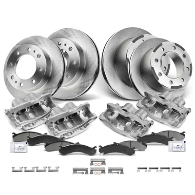16 Pcs Front & Rear Disc Brake Rotors & Ceramic Brake Pads & Brake Calipers
