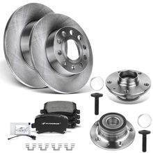 8 Pcs Rear Disc Brake Rotors & Ceramic Brake Pads & Hub Bearings for 2005-2010 Volkswagen Jetta