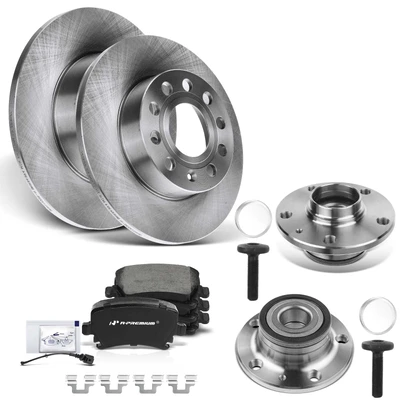 8 Pcs Rear Disc Brake Rotors & Ceramic Brake Pads & Hub Bearings