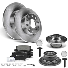 8 Pcs Rear Disc Brake Rotors & Ceramic Brake Pads & Hub Bearings