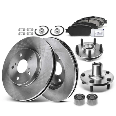 8 Pcs Rear Disc Brake Rotors & Ceramic Brake Pads & Hub Bearings
