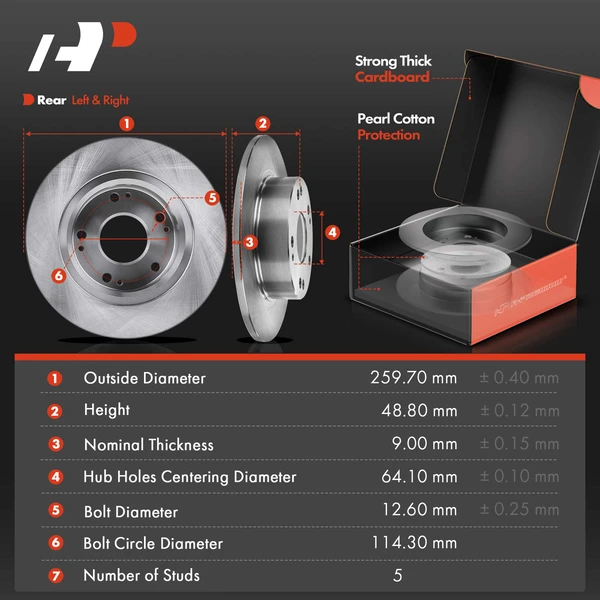 8 Pcs Rear Disc Brake Rotors & Ceramic Brake Pads & Hub Bearings for Honda Accord 2003-2007