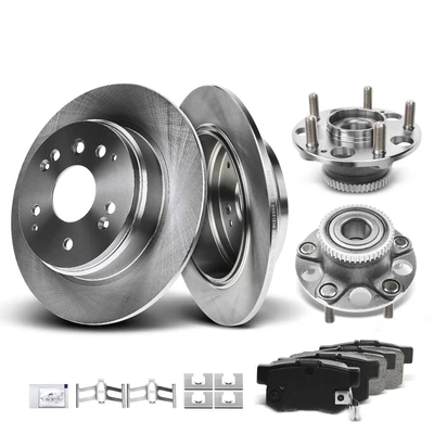 8 Pcs Rear Disc Brake Rotors & Ceramic Brake Pads & Hub Bearings