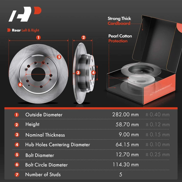8 Pcs Rear Disc Brake Rotors & Ceramic Brake Pads & Hub Bearings for Honda Element 03-11