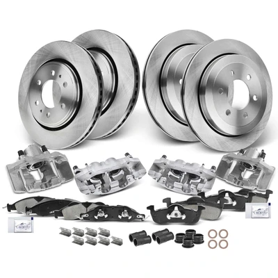 16 Pcs Front & Rear Disc Brake Rotors & Ceramic Brake Pads & Brake Calipers