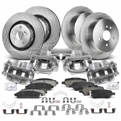 16 Pcs Front & Rear Disc Brake Rotors & Ceramic Brake Pads & Brake Calipers