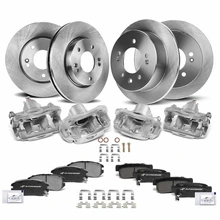 16 Pcs Front & Rear Disc Brake Rotors & Ceramic Brake Pads & Brake Calipers for 2007-2010 Hyundai Elantra