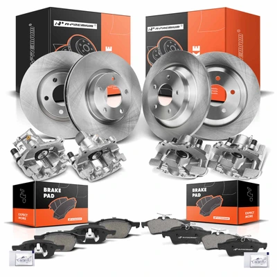 16 Pcs Front & Rear Disc Brake Rotors & Ceramic Brake Pads & Brake Calipers