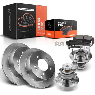 8 Pcs Rear Disc Brake Rotors & Ceramic Brake Pads & Hub Bearings
