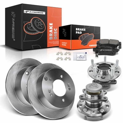 8 Pcs Rear Disc Brake Rotors & Ceramic Brake Pads & Hub Bearings