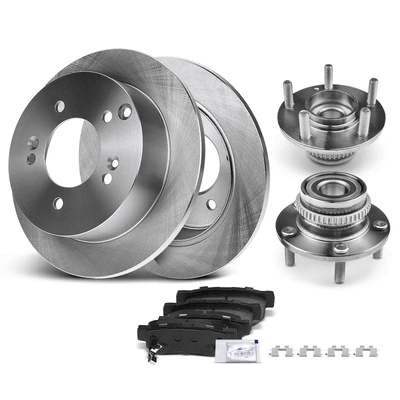 8 Pcs Rear Disc Brake Rotors & Ceramic Brake Pads & Hub Bearings
