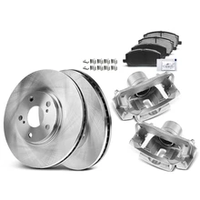 8 Pcs Front Disc Brake Rotors & Ceramic Brake Pads & Brake Calipers for 2001-2007 Toyota Highlander