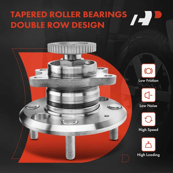 8 Pcs Rear Disc Brake Rotors & Ceramic Brake Pads & Hub Bearings for Kia Optima 01-06 Hyundai Sonata