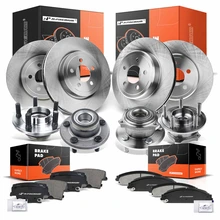 16 Pcs Front & Rear Disc Brake Rotors & Ceramic Brake Pads & Hub Bearings for 2009-2012 2014 Chrysler 300