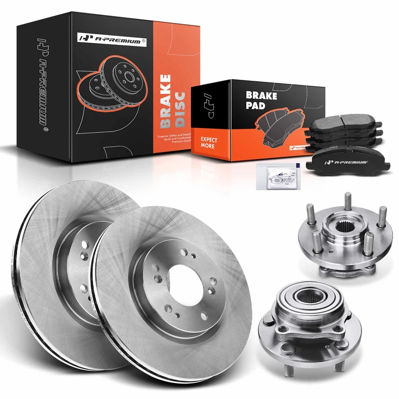 8 Pcs Front Disc Brake Rotors & Ceramic Brake Pads & Hub Bearings for Mitsubishi Eclipse Galant