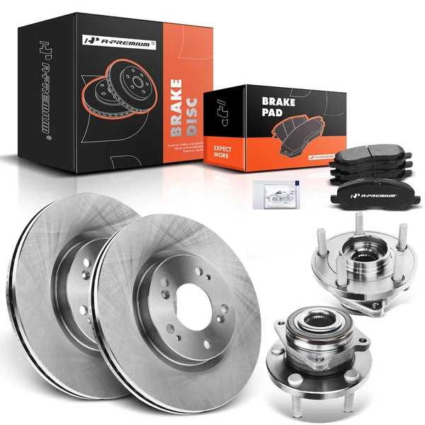 8 Pcs Front Disc Brake Rotors & Ceramic Brake Pads & Hub Bearings for Chrysler 200 Sebring