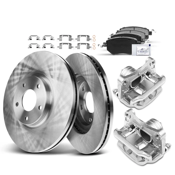 8 Pcs Front Disc Brake Rotors & Ceramic Brake Pads & Brake Calipers for 2003-2005 INFINITI FX45