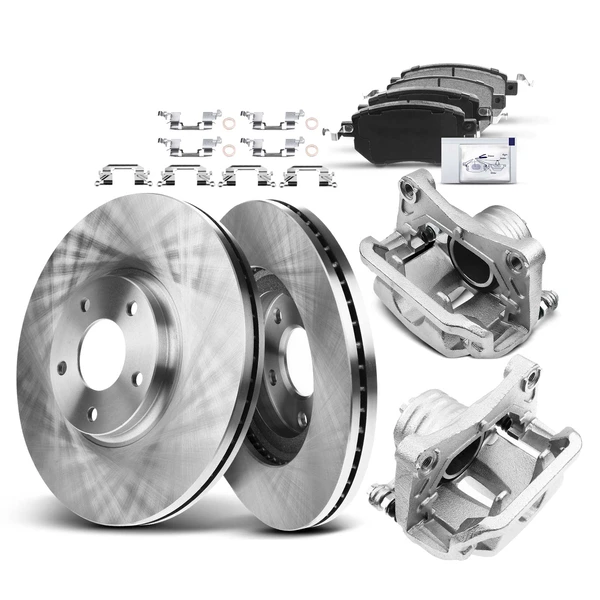 8 Pcs Front Disc Brake Rotors & Ceramic Brake Pads & Brake Calipers for 2005-2007 2009-2012 Nissan Murano